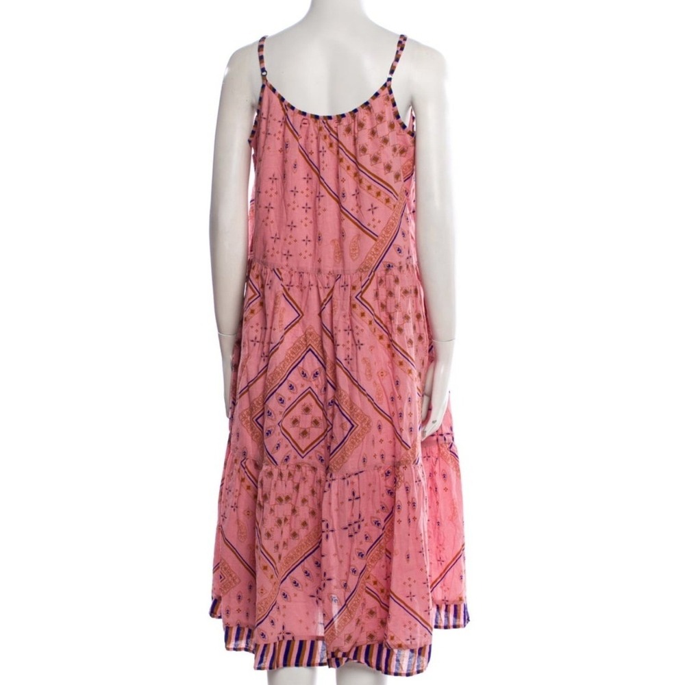 XIRENA Pink Paisley Tiered Midi Dress Small-Med Pockets Cotton - Picture 4 of 8